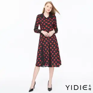 【YIDIE 衣蝶】愛心圖案拼接蕾絲長洋裝