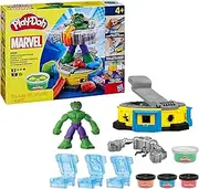 [Play-Doh] Marvel Hulk Smash & Squish Kids Playset with Bendy Action Figure and Accessories, Imagination Toys for Boys and Girls 4 and Up