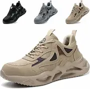 [NACKINg] Safety Shoes Men's Lightweight Sporty Work Shoes Women's Non-Slip Steel Cap Shoes Breathable Work Trainers with Steel Toe Cap
