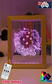 BUTTERFLIES & BIRDS PERSONALISED 3D LED Night Light 7 Colour Change Room Lamp