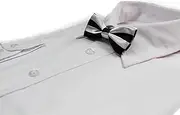 [Zasel] Boys White & Black Horizontal Striped Patterned Bow Tie Black, White