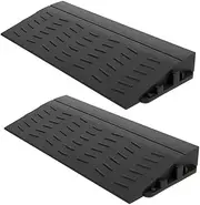 Cabilock 2pcs Rubber Threshold Ramp Robot Vacuum Cleaner Threshold Ramp Pad Rise Threshold Ramp Doorway Plastic Threshold Strip for Wheelchair Scooter, Black