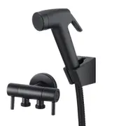 ACA Bidet Douche Toilet Spray Shattaf Sprayer Jet Kit With Cistern Cock Black