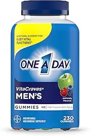 One A Day Men’s VitaCraves Multivitamin Gummies, Supplement with Vitamins A, C, E, B6, B12, and Vitamin D, 230 Count