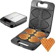 Waffle Maker, Mini Multi Heart Shaped 4 Waffle Molds Nonstick Surface with Quick Heat-up, Waffle Machine for Kids Families and Breakfast, Just Add Batter