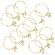Susan Shaw Bamboo Initial Paperclip Toggle Chain Bracelet 24k TGP USA NWT! $62