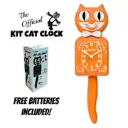 FESTIVAL ORANGE KIT CAT CLOCK 15.5" Free Battery USA MADE Official Kit-Cat Klock