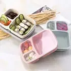 Stackable Lunch Box 3-compartment Bento Set with Transparent Lid Food Grade Meal