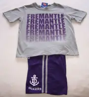 Fremantle Dockers AFL Boys Grey Purple 2 Piece Printed Pyjama Set Size 12 New
