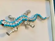 Terra Vanessa Collection Turquoise Beaded Lizard Pin Brooch New In Box