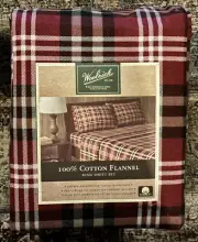 Woolrich KING Size RED PLAID Flannel Sheet Set - 100% Cotton Flannel (SO WARM)