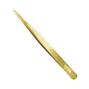Women Portable Peacock Eyelash Extension Tweezers for Vacation Gold Tone