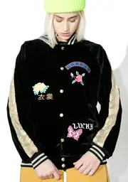 [Jaded London] Embroidered Velvet & Sequin Bomber Jacket