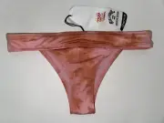 BILLABONG Women L Orange Pink Tie Dye SKIMPY Swim Bikini Bottom ADIV String New
