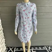 NWT Boden Striped Floral Dress Size 8 Knee Length Cotton Shirt Daisy Sprig