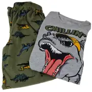 Boys Dinosaur Pajama Set Fleece Size Large 10-12 Chillin Mode New Wonder Nation