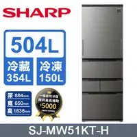 在飛比找PChome24h購物優惠-SHARP夏普 504公升自動除菌離子左右開任意門變頻五門冰