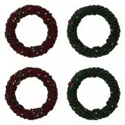 St Nicholas Square Christmas Beaded Wreath Round Napkin Rings Set of 4 NEW