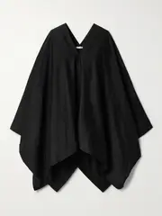 [The Row] The Row - Cedar Oversized Cotton And Silk-blend Poplin Poncho - Black - M/L M/L Black