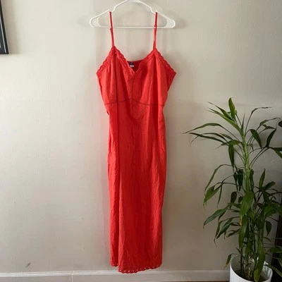 Old Navy Linen Blend Slip Dress Womens XXL Tall Warm Sunset Orange Summer Casual