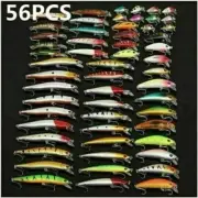 56x Wobbler set zander pike perch fishing artificial bait set Fishing Lure Hook