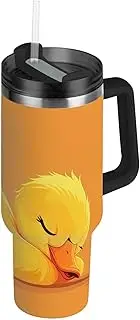 RPLIFE Yellow Duck Sleeping Tumbler with Lid and Straw 30 Oz, Insulated Stainless Steel Coffee Cup for Men Women Travel