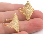 Rhombus Adjustable Ring Gold Plated brass (17.5mm 7US inner size) 3339