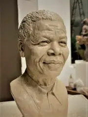 MANDELA STATUE BUST FIGURE 8" MADIBA SCULPTURE NELSON ROLIHLAHLA South Africa fx