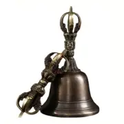 Tibetan Bells Chimes Brass Buddhist Meditation Bell with Dorje Vajra Hand Bell