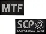 Reflective SCP MTF Patch,Special Containment Procedures Foundation Logo 3D,Embroidered Tactical Morale Military Patches Hook and Loop (2PCS B)