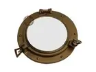 9 Inch Vintage and Antique Style Decorative Round Brass Porthole Wall Mirrors