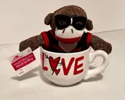 Way to Celebrate Valentine’s Day Plush toy Pal in LOVE Mug, SOCK MONKEY NEW!!!