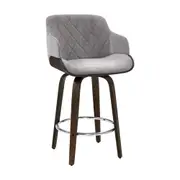 Velvet Bar Stool Swivel - Grey and Wood