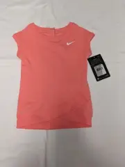 Baby Girl's NWT Nike Dri-Fit Melon Pink Cap Sleeve Pull On Shirt Tag Size 18 Mon