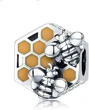 [Animal Charm] Bee Honeycomb Charm Beads 925 Sterling Silver Beads Fit for European Charm Bracelet