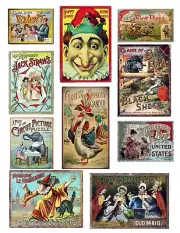 Ten Vintage Children's Game Toy Images EPHEMERA Junk Journal SUPPLY Collage