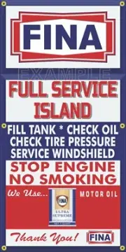 FINA GAS STATION FULL SERVICE ISLAND VINTAGE SIGN REMAKE BANNER SIGN ART MURAL