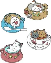COLLBATH Diy Craft Kit 4pcs Cat Brooch Alloy Decorative Pins for Clothing Bag Backpack