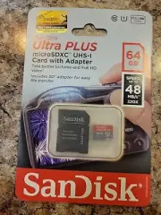 Sandisk Ultra Plus 64gb Microsdxc Class 10 Uhs-1 Memory Card New