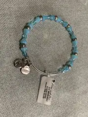 Alex and Ani Beaded Silver Blue Bow Bracelet