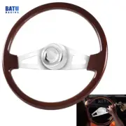 18" Wood Steering Wheel Chrome 2 Spoke For Freightliner/Kenworth/Peterbilt/Volvo