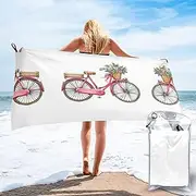 EdWal Retro red bicycle print Quick Dry Bath Towel, Soft Towels for Sports Travel,Lightweight Fast Drying Bath Towels