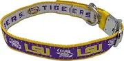 LSU Tigers Reversible NCAA Dog Collar, Large. Premium Home & Away Two-Sided Pet Collar Adjustable with Metal Buckle. Your Favorite College Sports Team with Unique Design on Each Side! for Dogs/Cats