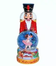 Nutcracker Figurine with Clara Mini Snow Globe