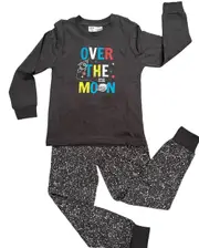 Boys Sizes 8-14 Charcoal Over The Moon Long Set PJS Pyjamas (3114)