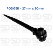 Ratchet Podger Spanner 27mm x 30mm Scaffold Spanner, Double Socket Wrench Black