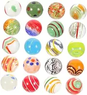 GLSTOY 20pcs Assorted Glass Beads Marbles for Fish Tank Kids Glass Beads Garden Ball Decorations