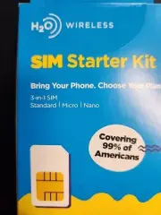 H20 Wireless SIM Starter Kit 3 In 1 SIM STANDARD MICRO NANO