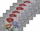 Set of 6 Same Tapestry Kitchen Placemats, 13" x 19", 3 TYPES OF FLOWERS, HC