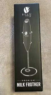 Bean Envy Handheld Milk Frother for Coffee - Battery Operated Hand Blender Black